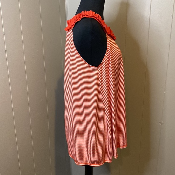 Max Studio Women’s Medium Halter Top Striped Red White Scoop Neck Sleeveless - Picture 3 of 5